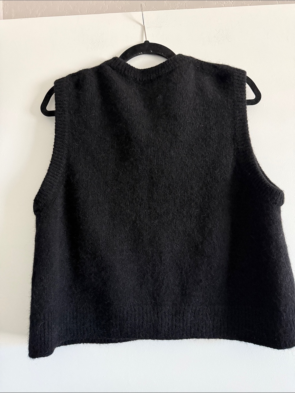 Sezane Sz L Samuel Black Baby Alpaca & Merino Wool Blend Sweater Vest - Picture 4 of 6